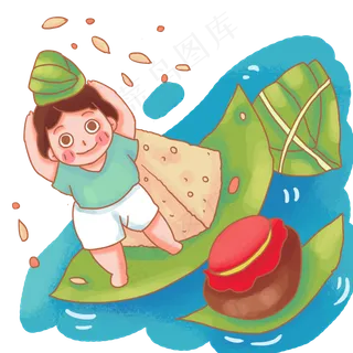 漂浮在湖面上的粽子