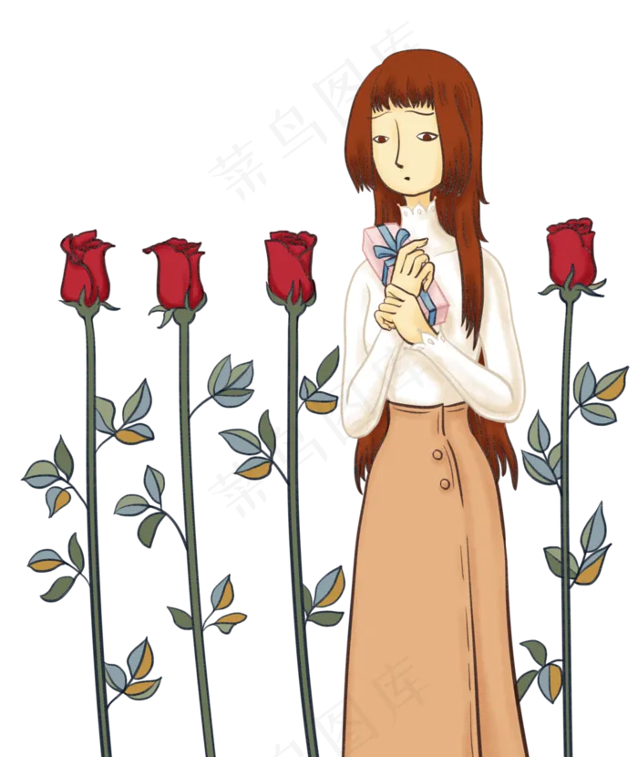 白色情人节犹豫的女孩(3543X4200(DPI:300))psd模版下载