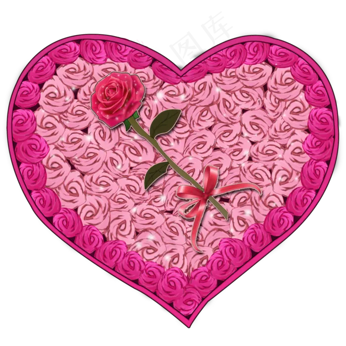 七夕情人节玫瑰礼盒送给最美的你,免抠元素(2000*2000px 300 dpi )psd模版下载