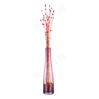 红色植物花朵花瓶元素,免抠元素