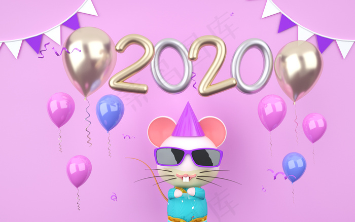 c4d创意鼠年文字2020