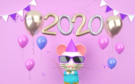 c4d创意鼠年文字2020