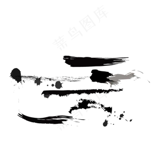 中国风水墨笔触笔刷矢量素材