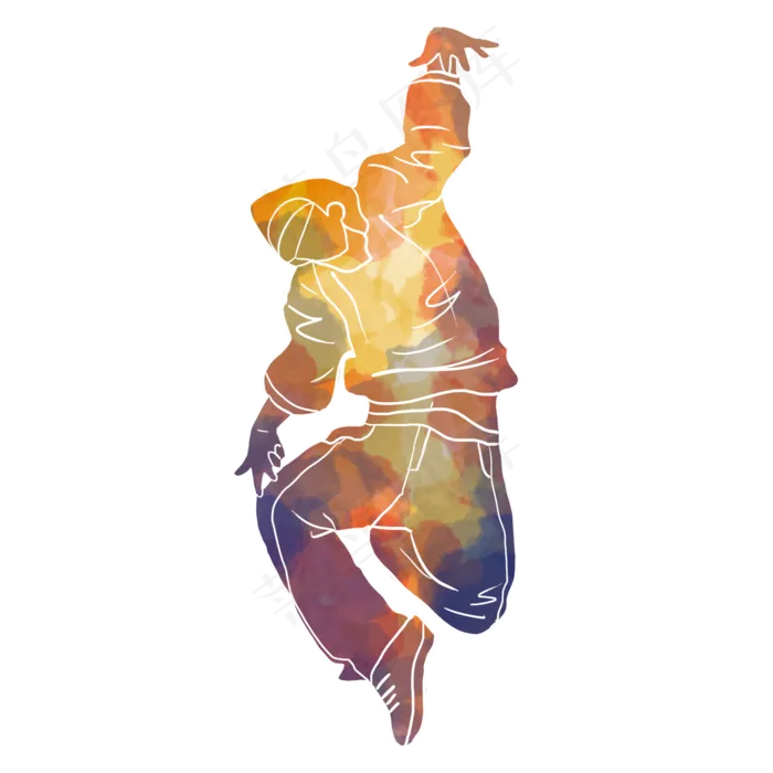 水彩运动街舞舞蹈素材(2000X2000(DPI:300))psd模版下载