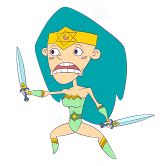 手绘搞怪女英雄PSD源文件