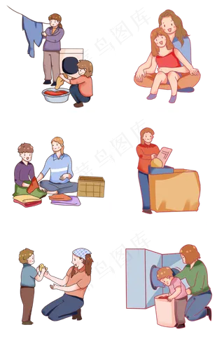 卡通人物母亲节做劳动的母亲套图