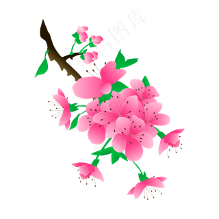 矢量免扣卡通桃花