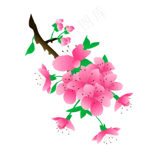 矢量免扣卡通桃花