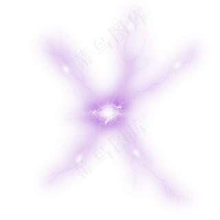 紫色米字形闪电效果,免抠元素