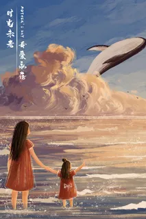 母亲节主题之夕阳下母女背影温馨治愈场景 母亲节主题之夕阳下母女背影温馨治愈场景