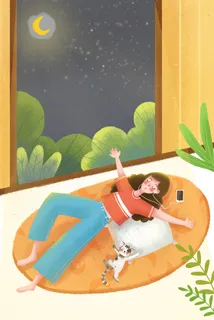 大暑夜晚休息乘凉