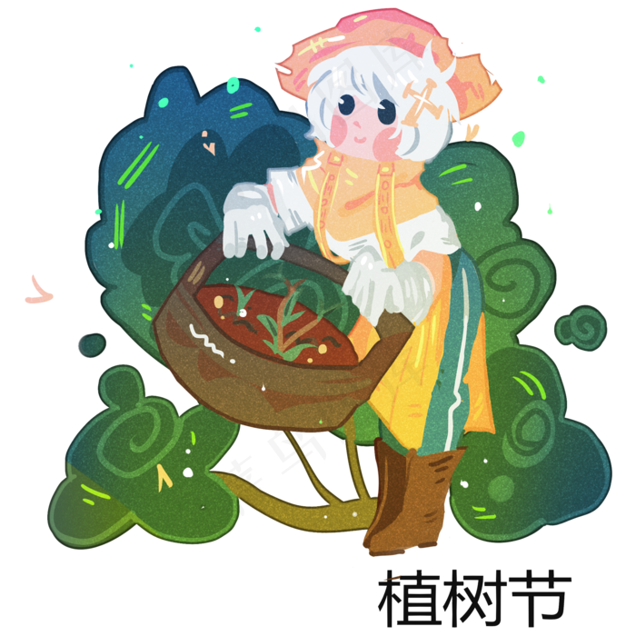 植树节人物和精灵