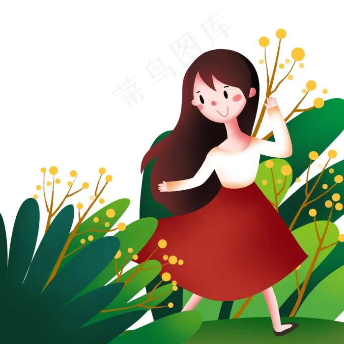 春分拿着小花女孩,免抠元素