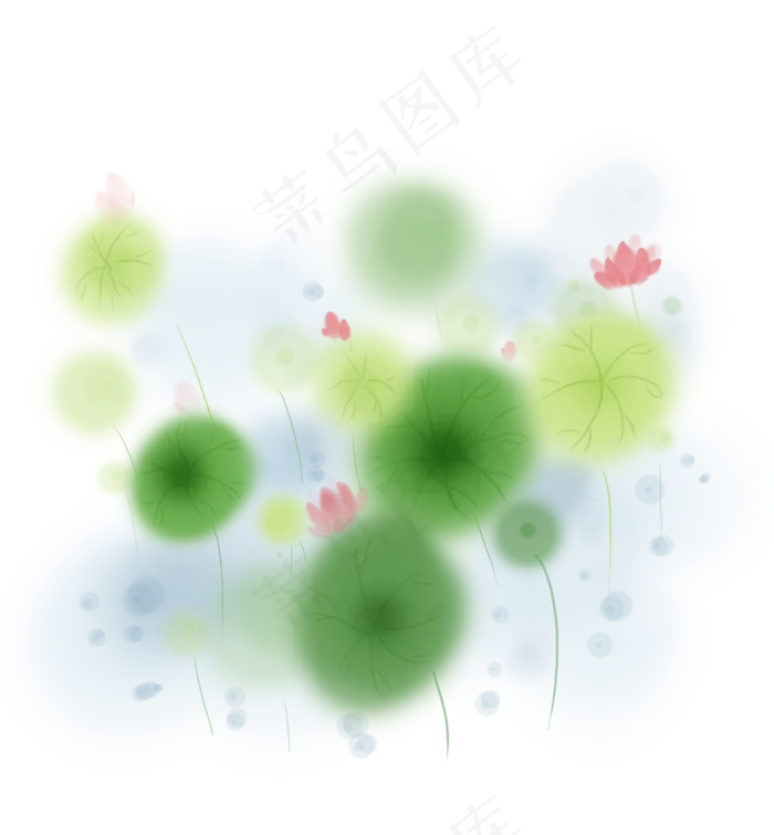 古风淡彩清新荷塘(2000X2158(DPI:299))psd模版下载