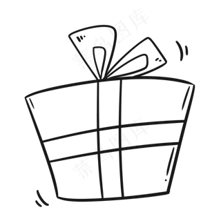 黑白简笔六一儿童节礼物礼盒,免抠元素