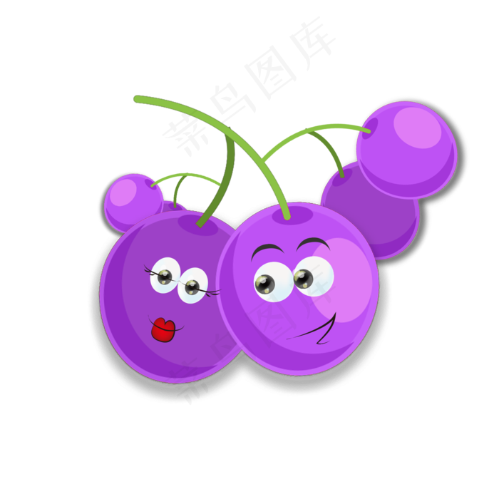 夏季夏天暑期手绘卡通水果葡萄