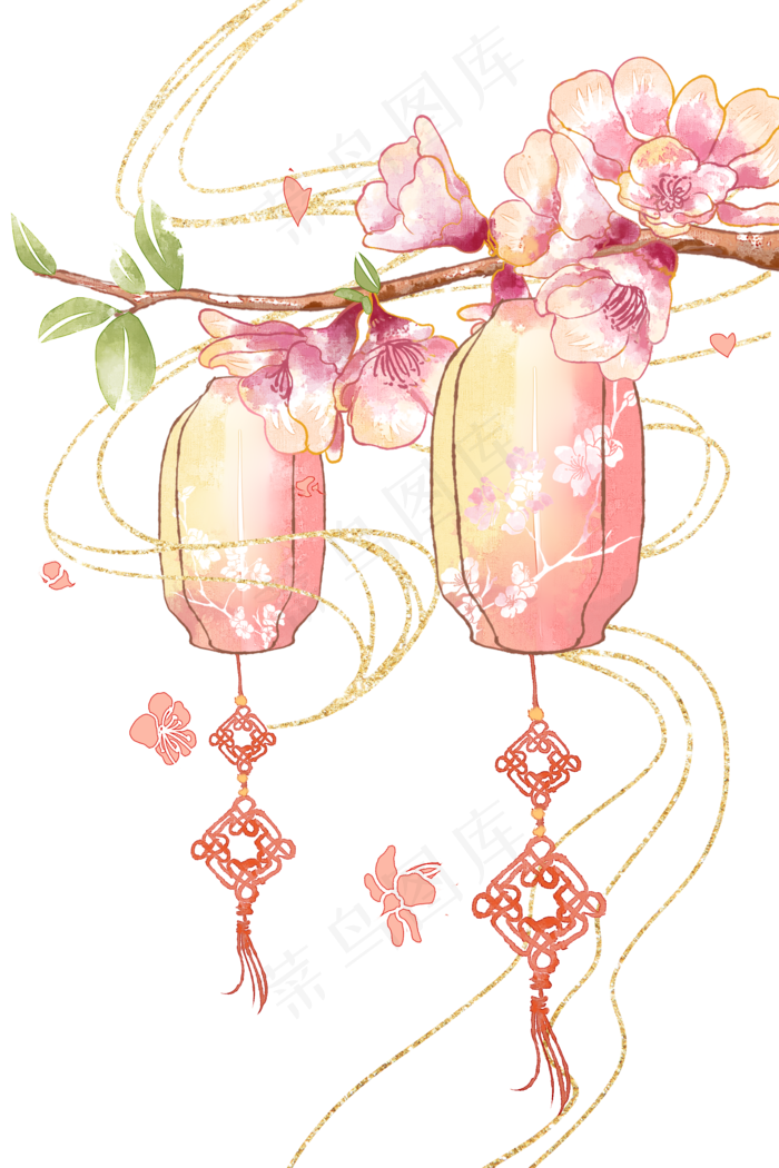 春节装饰花灯笼,免抠元素