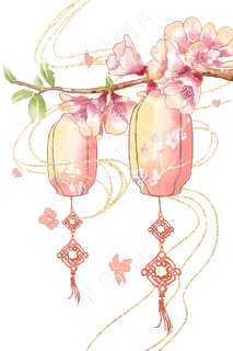 春节装饰花灯笼,免抠元素