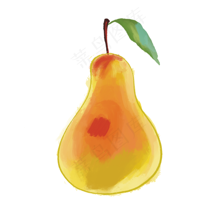 梨手绘水彩风格素材