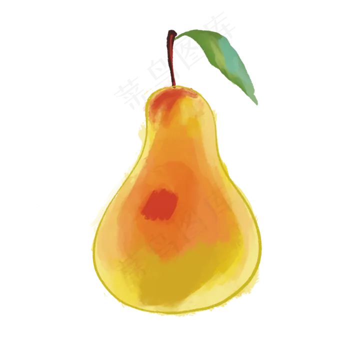 梨手绘水彩风格素材(2000X2000(DPI:300))psd模版下载