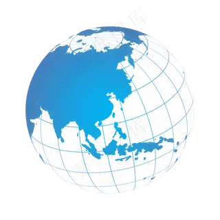 蓝色地球线条素材图,免抠元素