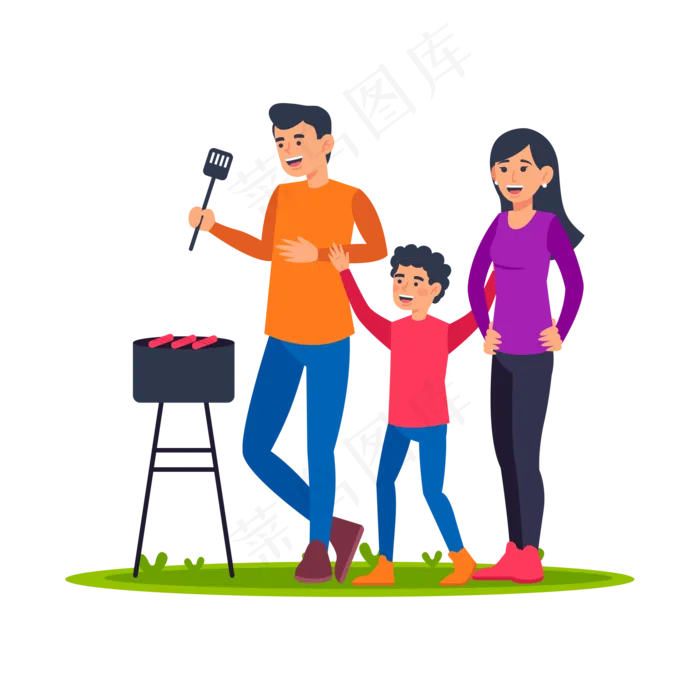 母亲节父亲节野外烧烤人物素材(2000X2000(DPI:300))psd模版下载