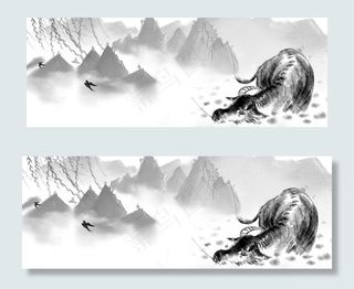 谷雨水墨中国风食品耕牛banner