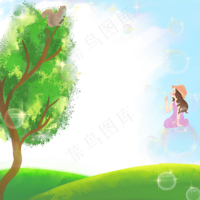 卡通手绘春季植物边框