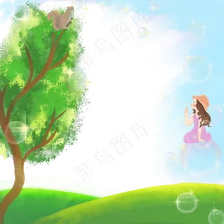 卡通手绘春季植物边框