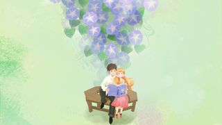 夏景立夏夏日绿色情侣读书牵牛花