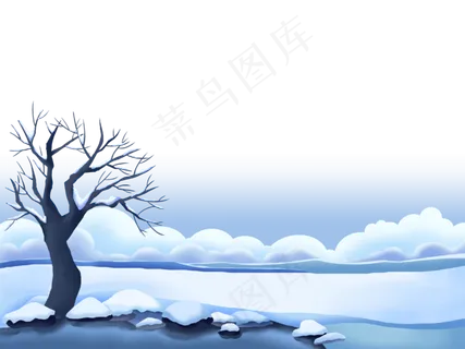 冬日白色原野冰川冰河雪景装饰底,免抠元素