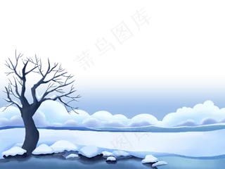 冬日白色原野冰川冰河雪景装饰底,免抠元素