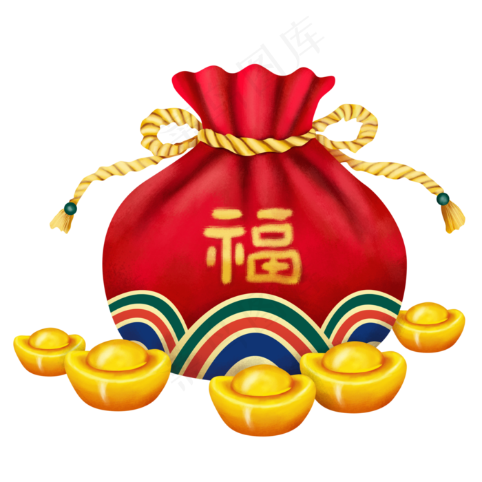 中国风新年福气福袋(3000X3000(DPI:300))psd模版下载