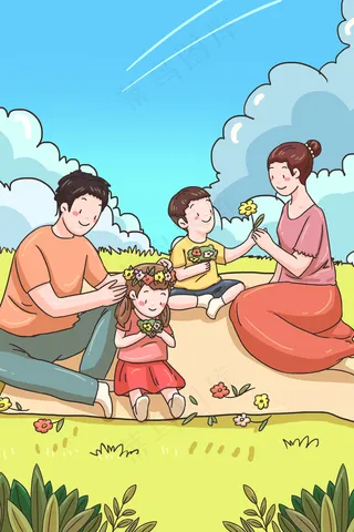 父母带子女户外踏青