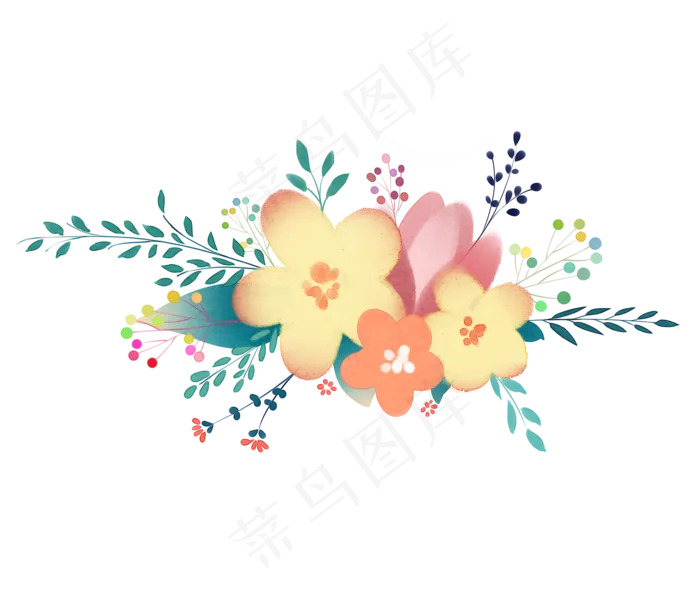 彩色花朵水彩花(2362X2000(DPI:299))psd模版下载