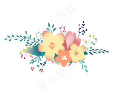 彩色花朵水彩花