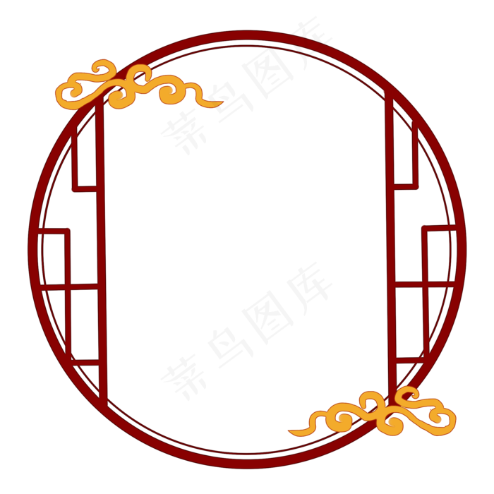 古典中国风祥云圆形窗户边框分层,免抠元素(2000*2000px)psd模版下载
