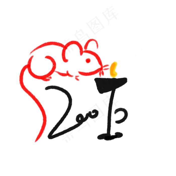 水墨鼠年灯台,免抠元素(3000X3000(DPI:300))psd模版下载