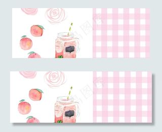 夏日唯美手绘水蜜桃banner