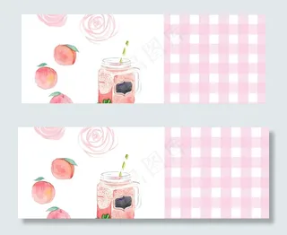 夏日唯美手绘水蜜桃banner