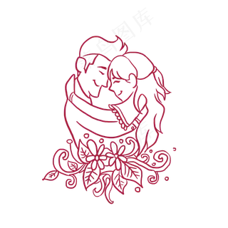 520情人节恋爱唯美手绘情侣