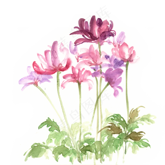 水墨画紫色的丛花(4724X4724(DPI:300))psd模版下载