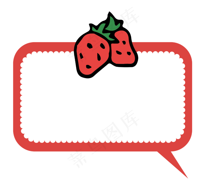 夏季水果可爱草莓红色对话框矢量