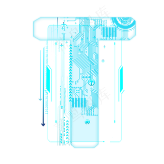 蓝色科技线条PSD字母T