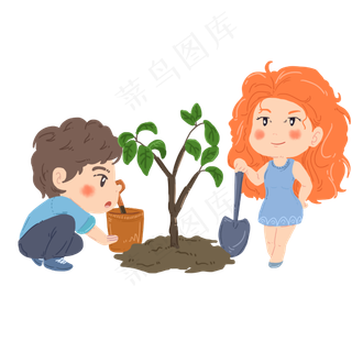 植树节植树的小孩