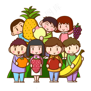 卡通儿童爱水果png透明底