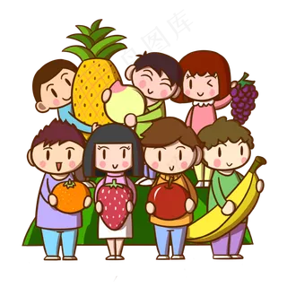 卡通儿童爱水果png透明底