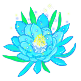 光感彩色荧光唯美昙花,免抠元素