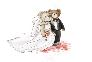 520手绘一对情侣熊