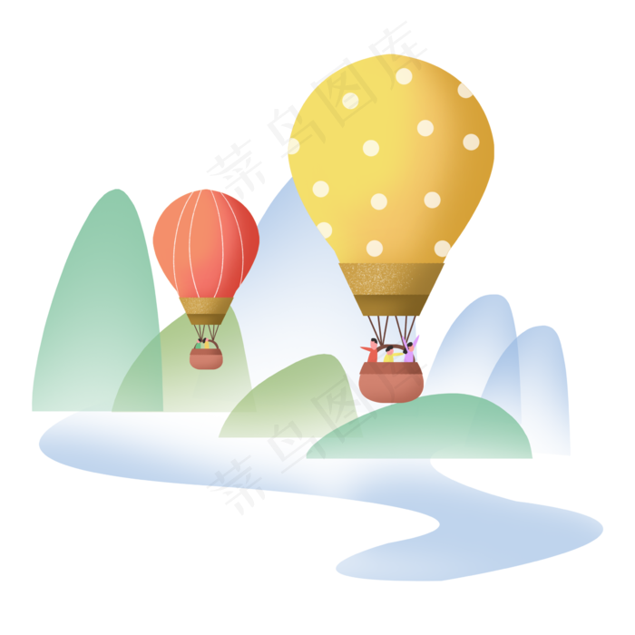 旅行旅游山水热气球游玩